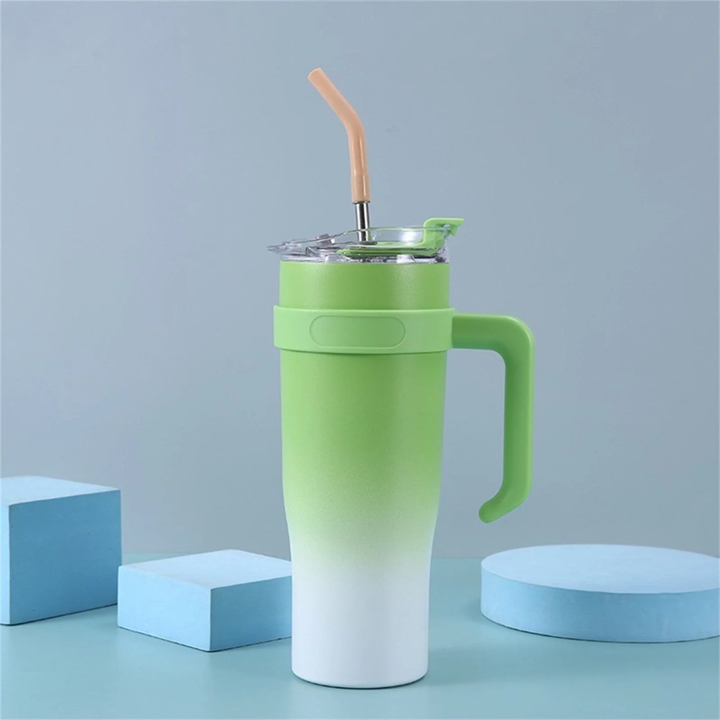 Lilacous 40 oz Tumbler with Handle and Straw Lid, Insulated Stainless Steel Travel Coffee Mug - Keeps Drinks Cold for 24 Hours, Reusable Leak-Proof Tumblers Cup Water Bottle for Car Cup Holder
