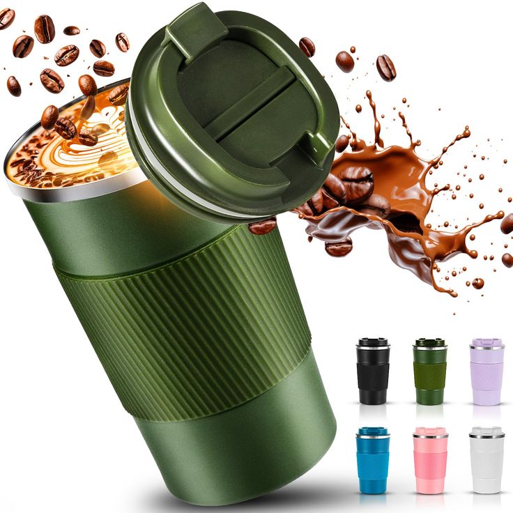 510ml Stainless Steel Coffee Cup, Vacuum Insulated Travel Mug for Home Office Outdoor Works Great for Ice Drinks and Hot Beverage